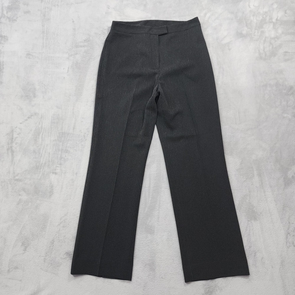 Vintage Louben Pants Womens 12 Black Pinstripe High Rise Straight Dress Office